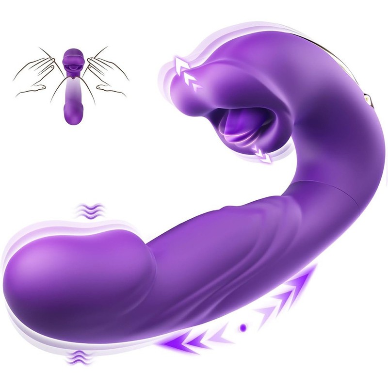 Flapping Vibrating Licking Clitoral G Spot Vibrator Tongue Sex Toy For Women