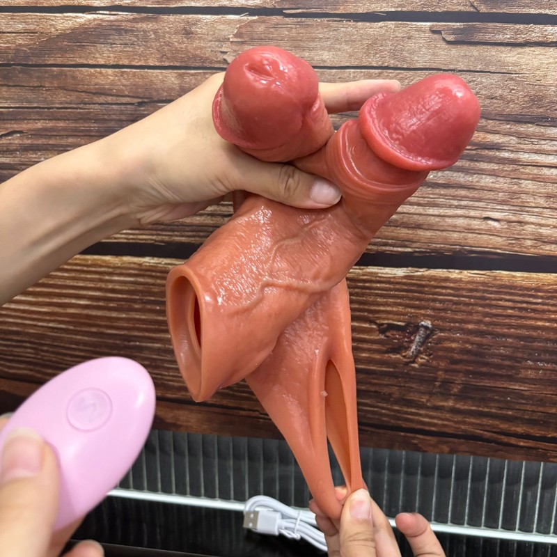 Remote-controlled Vibrating Penis Extender Penis Vibrator Silicone Male Condom gallery