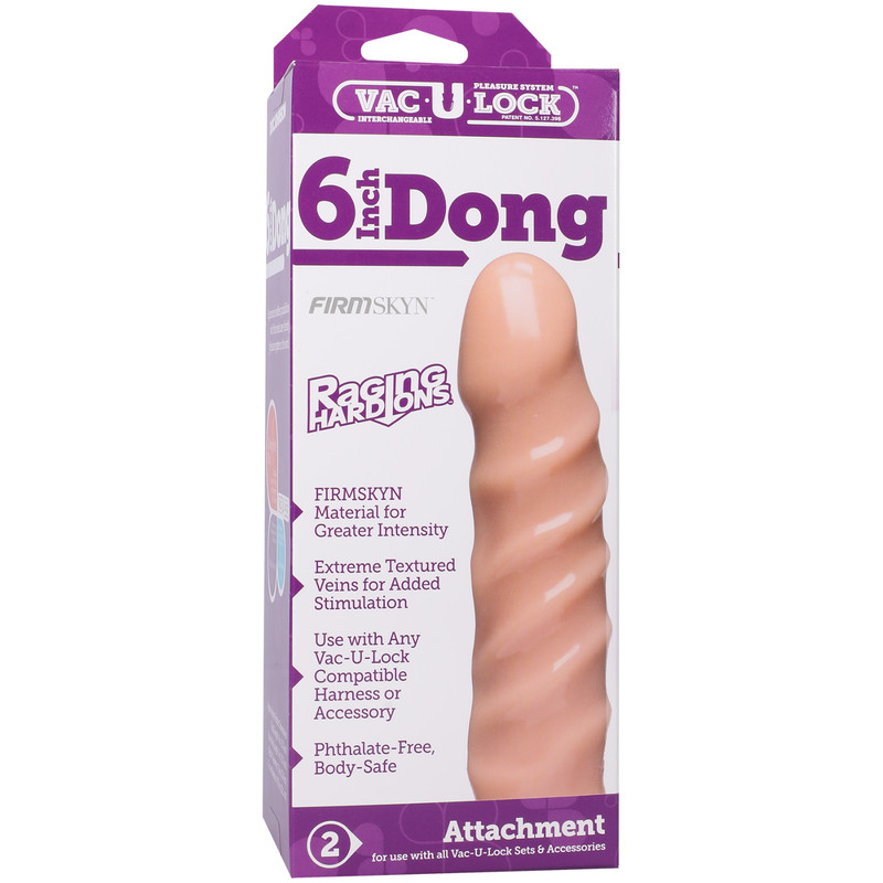Doc Johnson Vac-U-Lock 6" Classic Raging Dong Beige - Realistic Dildo gallery