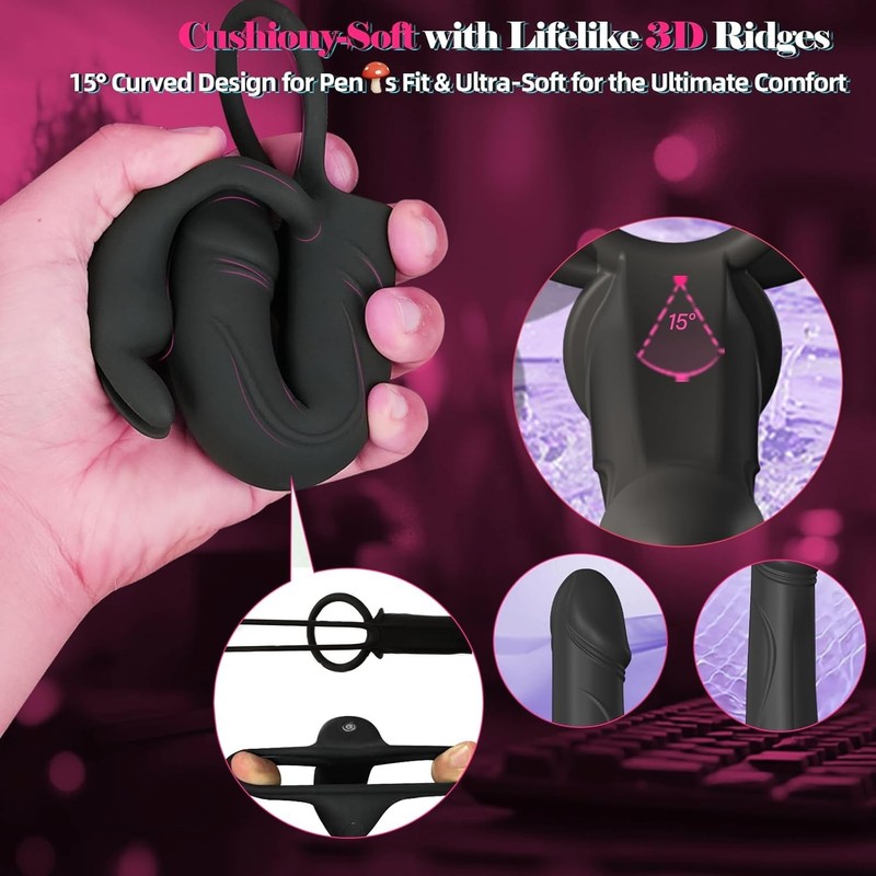 Vibrating Anal Butt Plug Cock Ring Rabbit Clitoral Stimulator Adult Sex Toys gallery