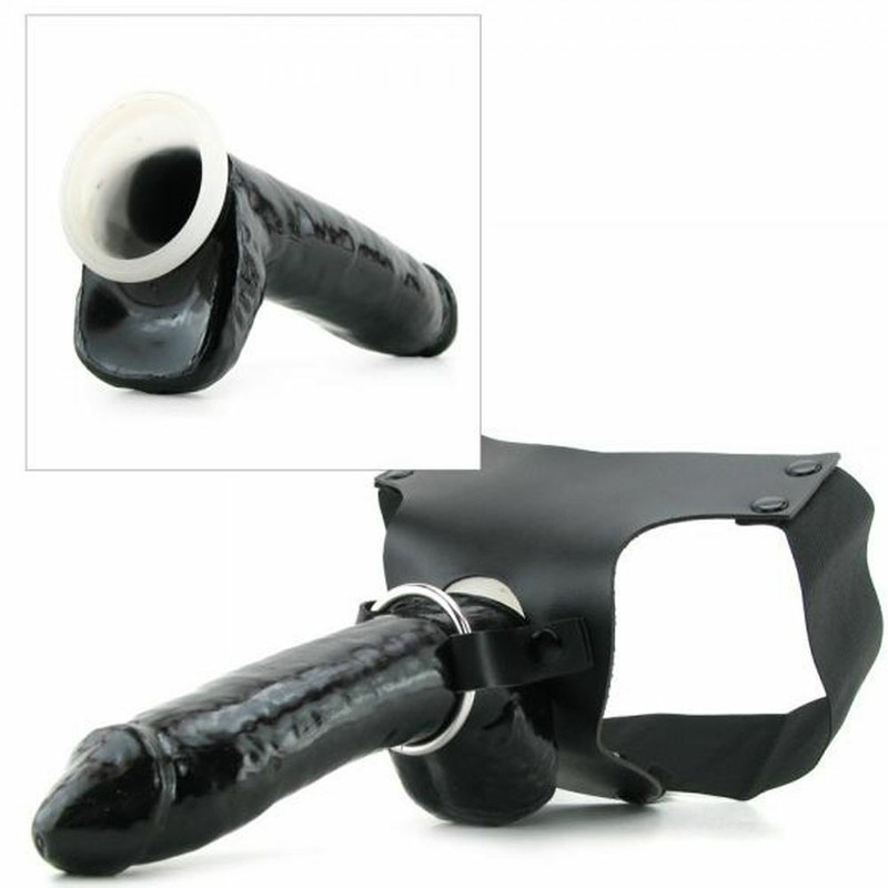 Black Male Men Hollow Strap on Dildo Penis Extender Extension Couples Sex Toys