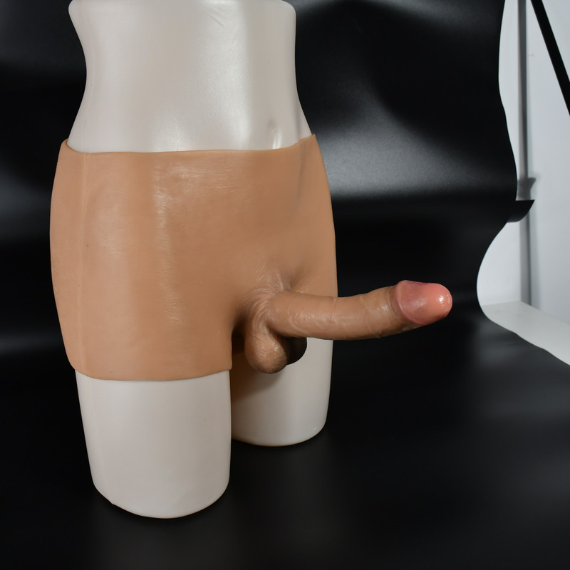 Realistic Penis Sleeve Pants Soft Liquid Silicone Solid Dildo Pants Wearable US