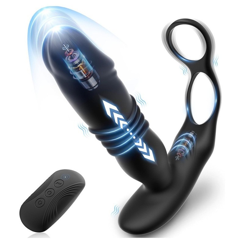 APP-controlled double-ring telescopic male electric massager adult sex product gallery
