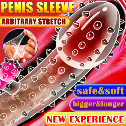 10PCS Male Penis Extender Sleeve Cock Ring Girth Enhancer Enlarger Men Sex Toys gallery