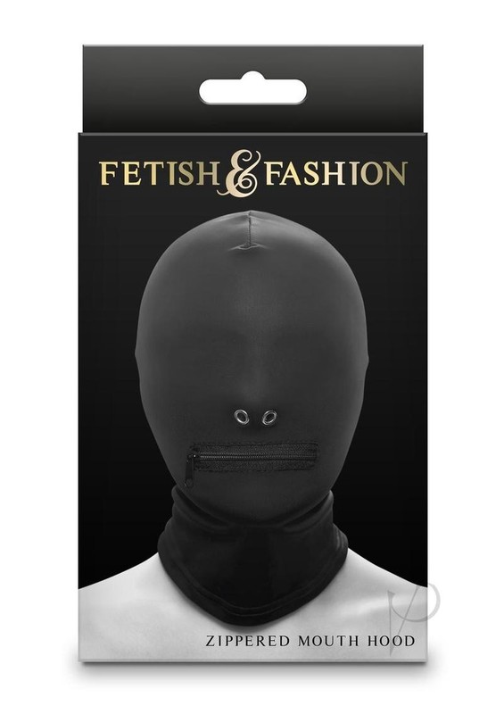 Fetish and Fashion Zippered Mouth Hood – Black