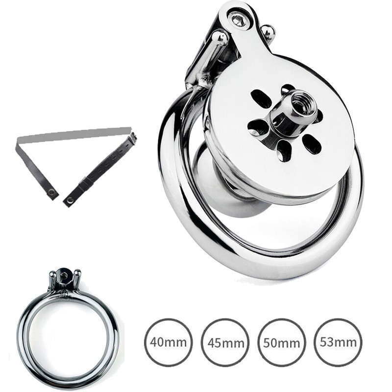 Stainless Steel Inverted Plugged Small Short Men Chastity Device Metal Cage Lock gallery