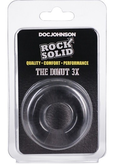 Doc Johnson Rock Solid Donut 3x Clear Silicone Cock Ring, New
