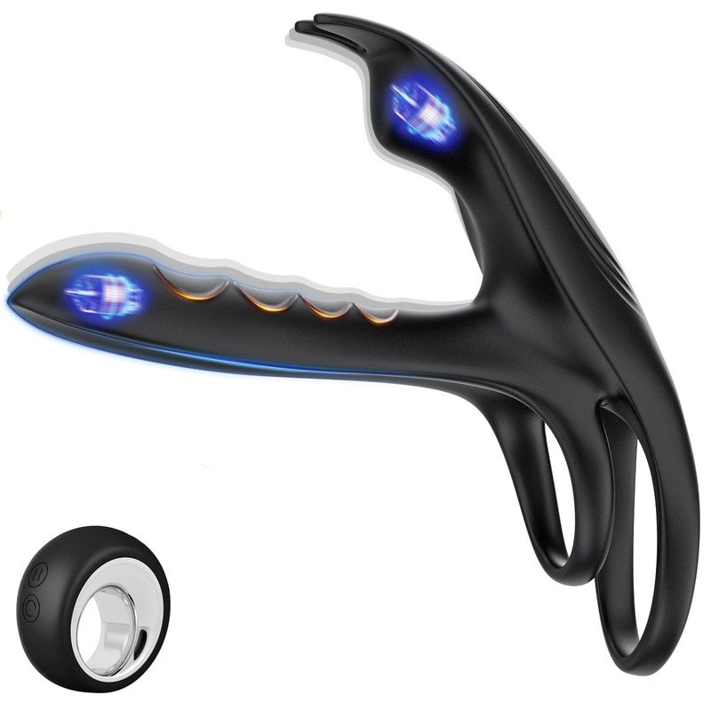 Vibrating Cock Ring, 3 in 1 Silicone Penis Ring with 10 Vibration Modes GSpot…