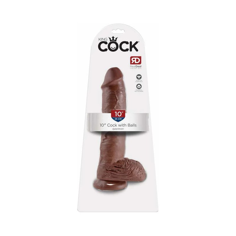 Pipedream King Cock 10in Cock w/ Balls Brown