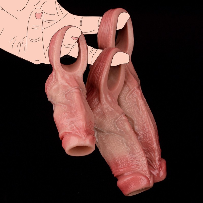 Penis Sheath Male Penis Sleeve Girth Reusable-Condoms-Extender-Enlarger-Enhancer gallery
