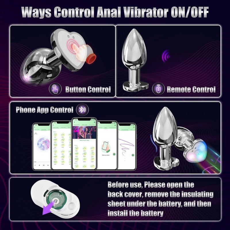 Vibrating Anal Plug Sex Toys - Light Up Butt Vibrator with 9 Vibrating Mode, Tra gallery