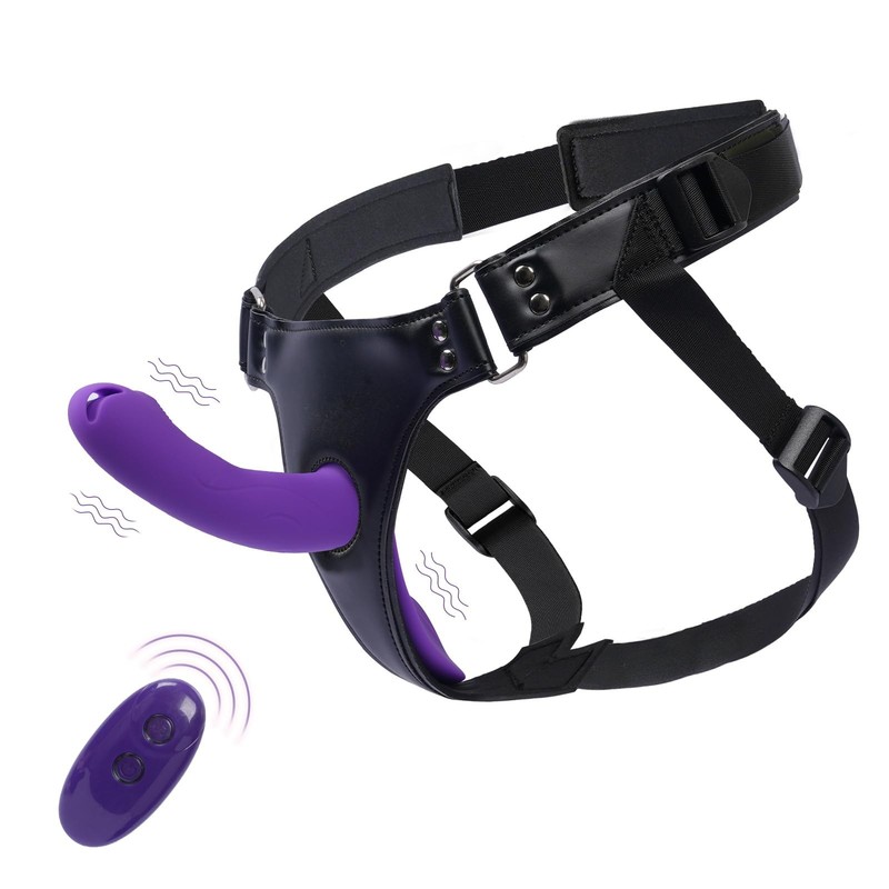 5 Inch Vibrating Strap On Dildo Harness Set for Women and Men,Lesbian Sex Toy…