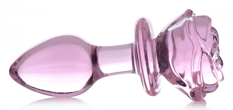 Pink Rose Borosilicate Glass Anal Plug Medium Booty Sparks Ass Butt Play US SHIP gallery