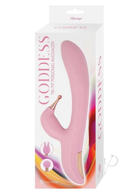 Goddess Tri-Tip Rechargeable Silicone Rabbit Vibrator – Pink
