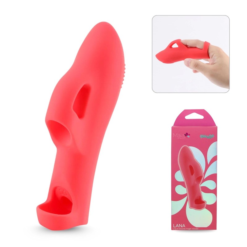 Red Liquid Silicone Finger Vibe Vibrator Massager Couple Foreplay Sex Toys
