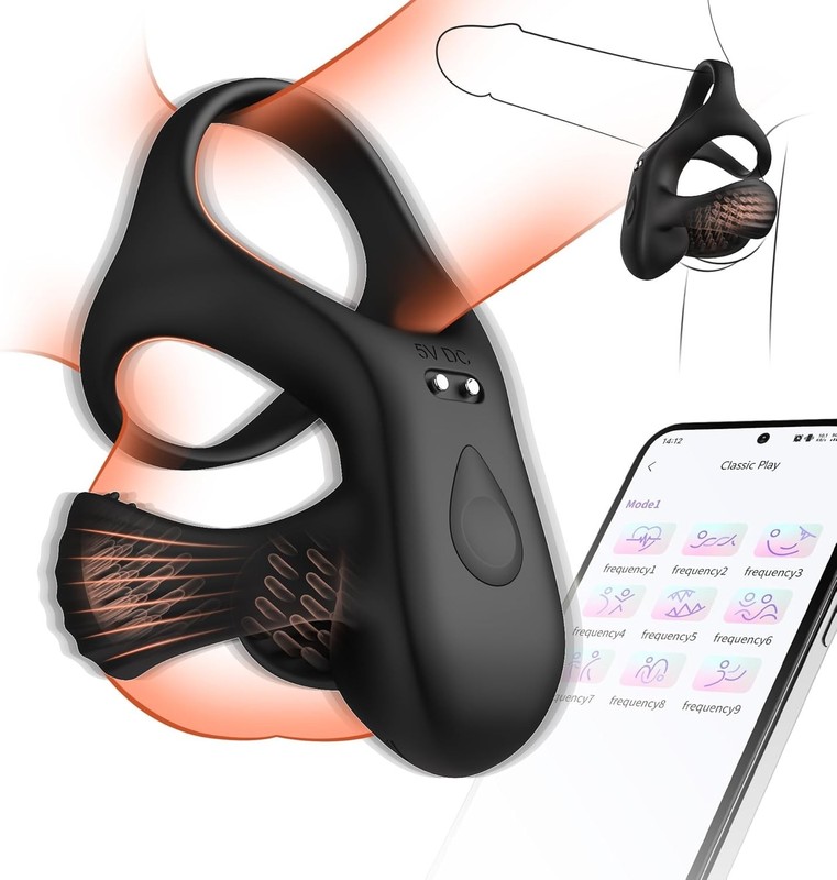 APP Controlled Vibrating Cock Ring for Couples Silicone Penis and Balls Toy gallery
