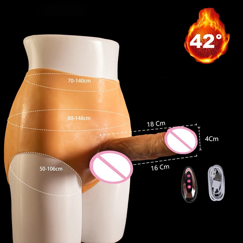 Realistic Silicone Pants Strapon Dildos Telescopic Swing Penis Sex Toys Lesbian