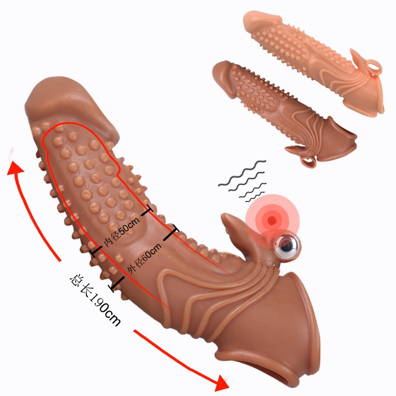 Vibrating Penis Extender Sleeve Enhancer Enlarger Girth Cockring Sex Toy for Men