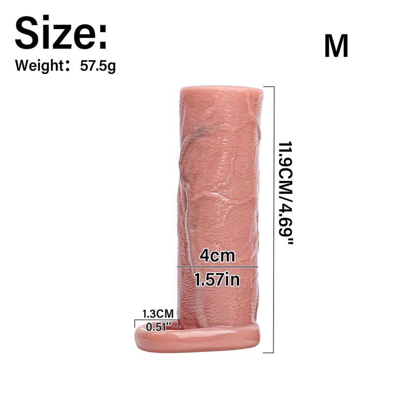 Realistic Penis Sleeve Open-ended Sheath Cock Girth Enhancer Enlarger Extender