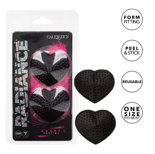 Sparkly Black Pasties with Gem Accents by Radiance CalExotics - Choose Shape