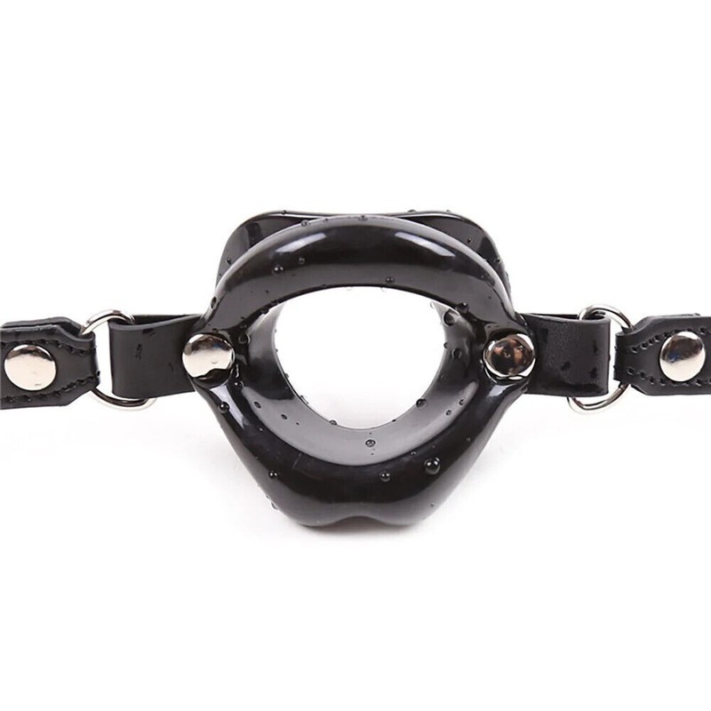 Silicone Lips Open Mouth Gag with Strap Oral Sex Deep Throat Bondage Restraint gallery
