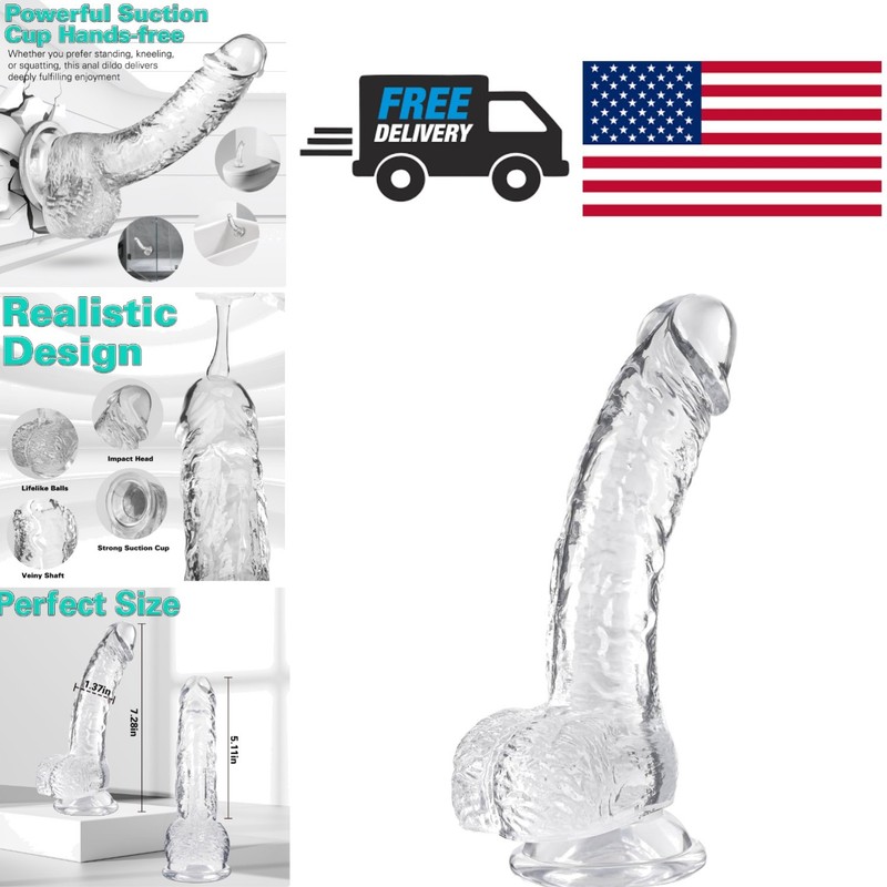 Clear Realistic Dildo 7.3 Inch Waterproof Safe Material Perfect for Exploration
