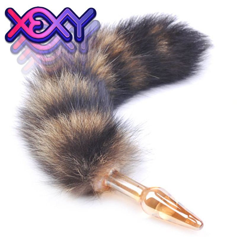 Furry Brown Tail Anal Glass Plug Cosplay Fox Cat Xexy Adult Sex Toys