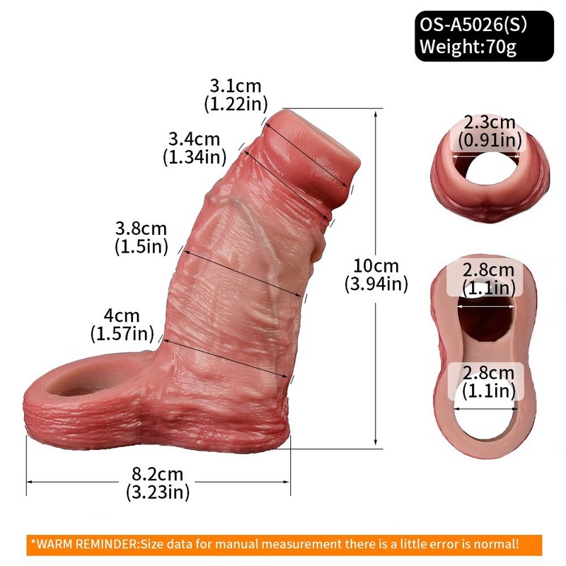 Realistic Dick Sleeve Silicone Penis Extension Sleeve Male Cock-Girth-Enlarger