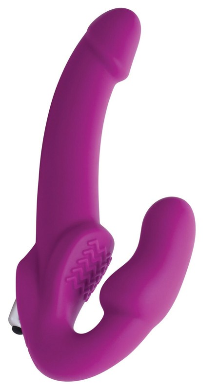 Evoke Vibrating Strapless Silicone Strap-on Dildo – Pink