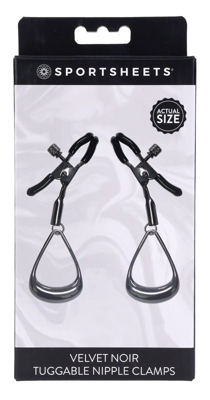 Sportsheets Velvet Noir Tuggable Nipple Clamps Black