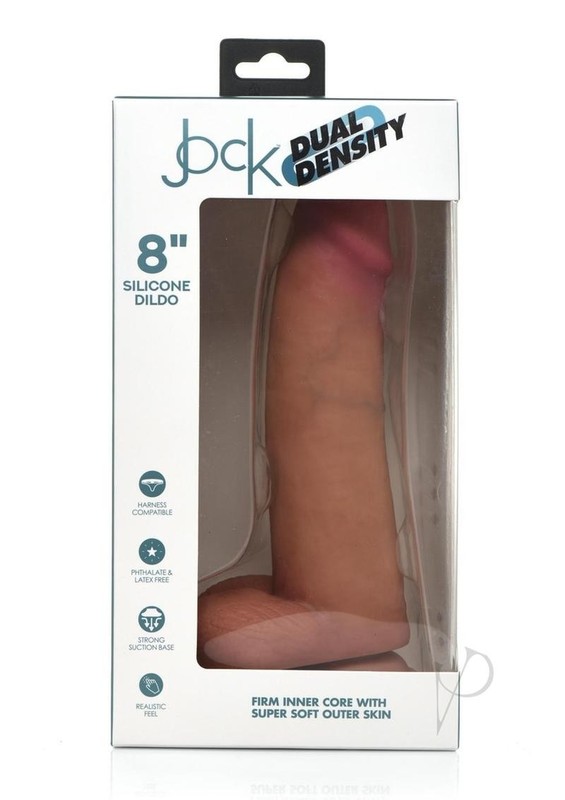 Jock Dual Density Silicone Dildo with Balls 8in – Vanilla