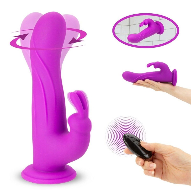 Vibrating Spinning Rotating G-spot Clit Rabbit Vibrator Dildo Suction Cup gallery