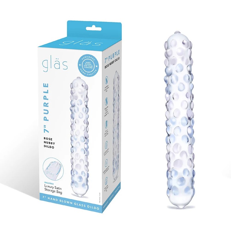 Electric Glas 9in Purple Rose Nubby Glass Dildo gallery