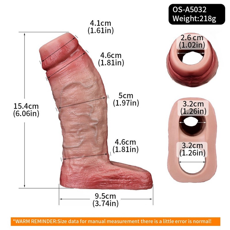 6.06&Prime; Penis Sheath Male Enhancement Cock Girth Extender Sleeve Ejaculation Delay