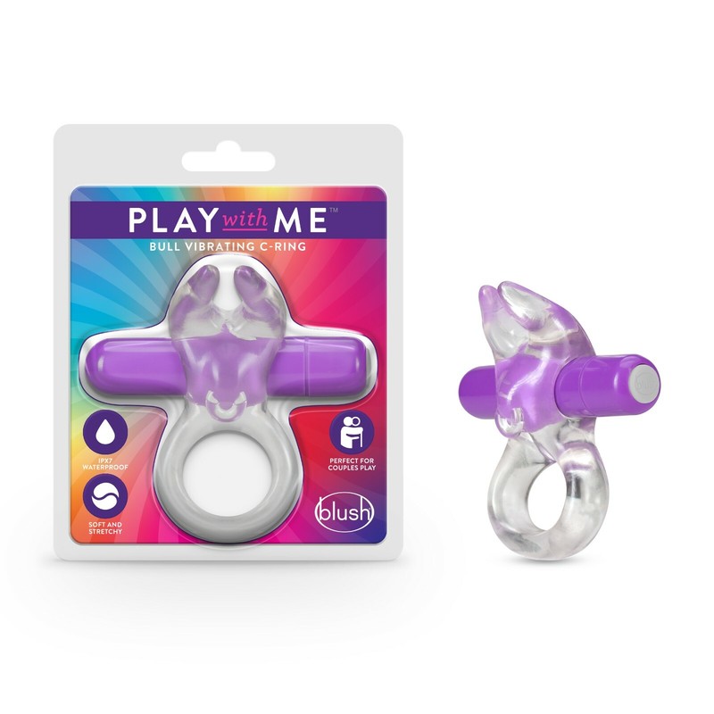 Blush Play With Me Stretchy Fits All Penises Waterproof Bull Vibrating C-Ring