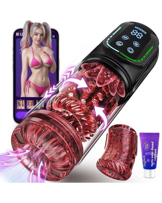 Male Masturbator Penis Pump – AI Powered Pocket Pussy Sex Toys Black Red