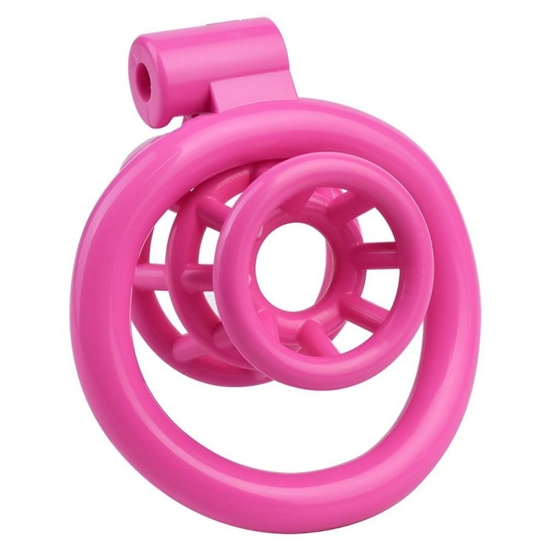 Black/Pink Resin Restraint Chastity Device Cage Ring Lock Belt with 4 Rings gallery