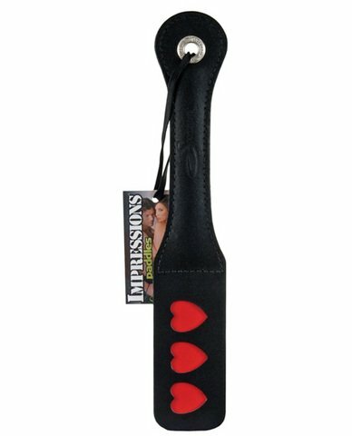 Leather Impression Paddle Heart 12 Inch Black