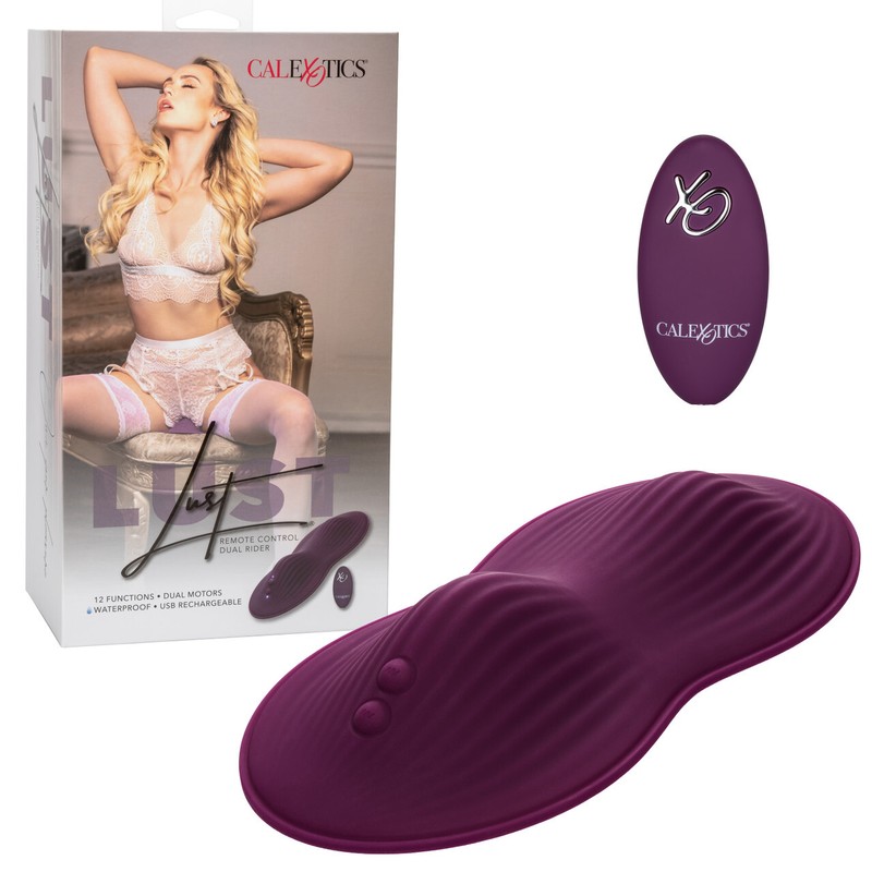 Lust remote-control Dual Rider Vibrating Silicone Massager Purple Rechargeable
