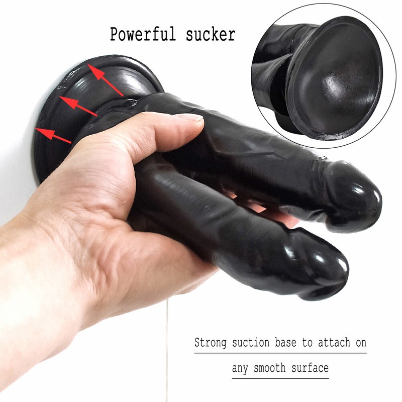 5.7" - 6" Realistic Double Dildo Dong with Strong Suction Cup for DP Penetration gallery