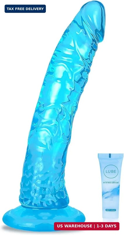 8.1 » Soft Realistic Dildo Sex Toys with Suction Cup for Hands-Free Play, Blue T