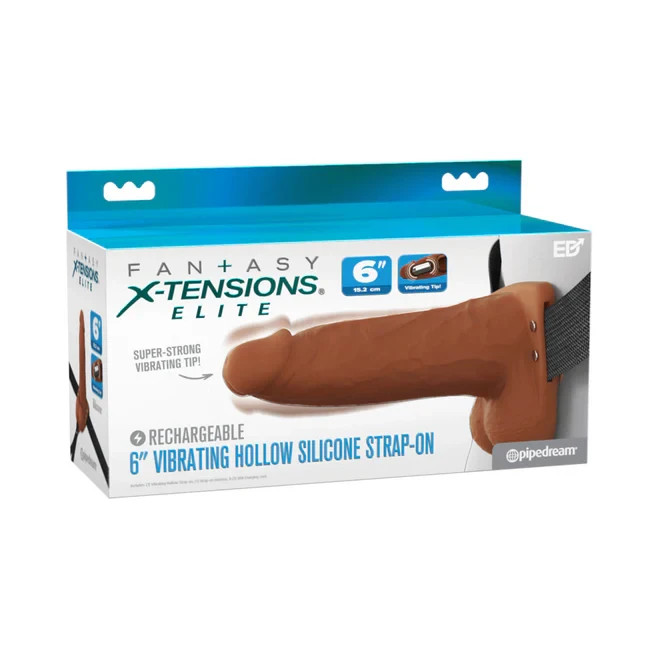 Fantasy X-Tensions Elite 6” Vibrating Hollow Strap-On with Adjustable Harness