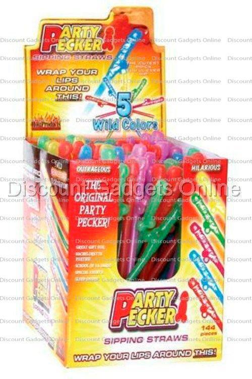 Party Pecker Penis Straws GLOW in the DARK 144pc Party Favor Display