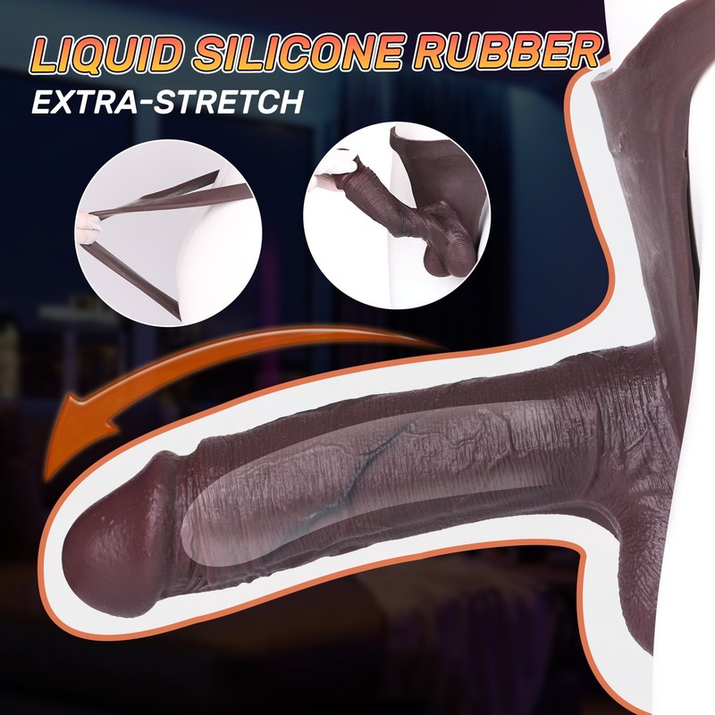 Silicone Wearable Penis Extension Sleeve Hollow Strapon Dildo Dick Male Enhancer gallery