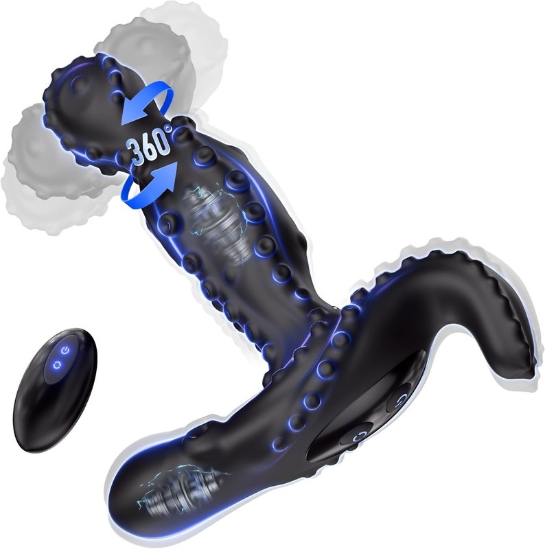 Remote Control 360° Swirling Prostate Massager 10 Vibration Modes Silicone Toy
