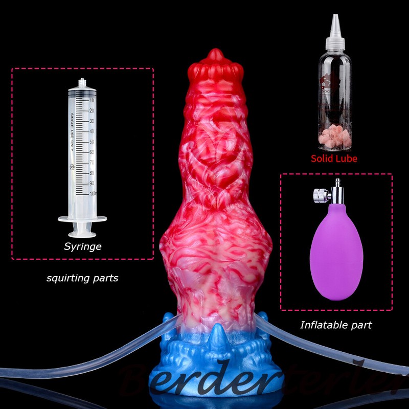 Inflatable Big Knotted Silicone Dildo Ejaculating Penis With Sucker Anal Sex Toy gallery
