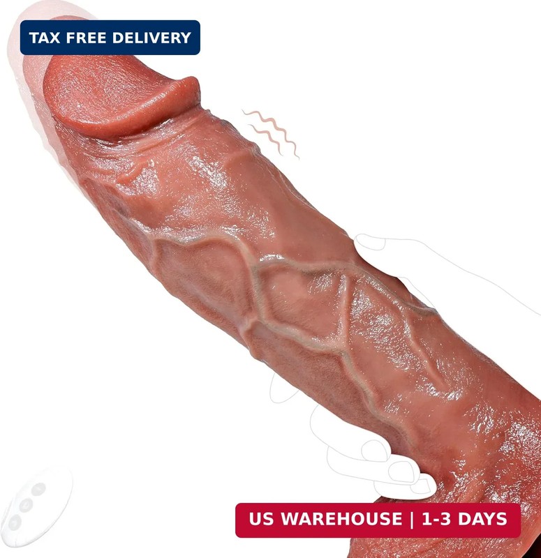 Huge Thrusting Dildo Vibrator Realistic – Thick Dildo Platinum Silicone Sex Toys