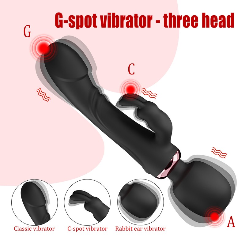 Rabbit Dual Ended Vibrator Dildo Personal Massager Wanf Clit Stimulate Sex Toys