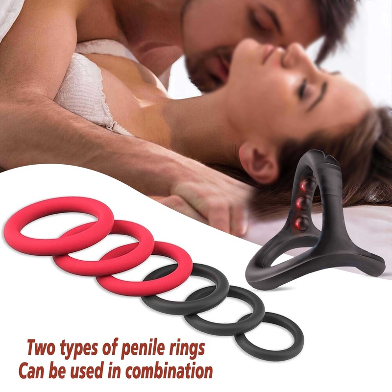 Silicone Penis Rings Set with 7 Different Sizes Cock Ring for Erection Enhancing
