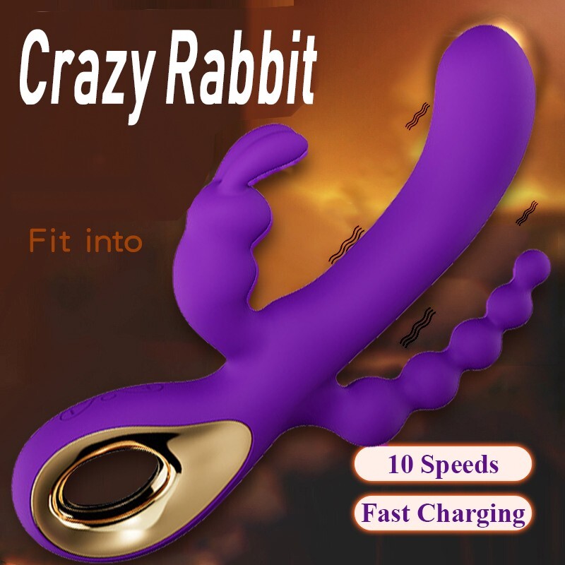 Anal-Clit-Vaginal-Triple-Vibrator-G-Spot-Dildo-Rabbit-Adult Sex Toy Women Couple